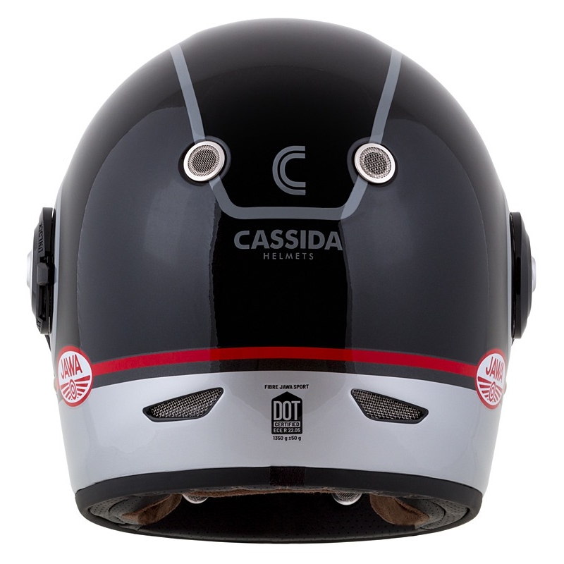 Мотоциклетна каска Cassida Fibre Jawa Sport, черно-сребристо-червено, 2 - II. качество