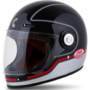 Мотоциклетна каска Cassida Fibre Jawa Sport, черно-сребристо-червено, 2 - II. качество