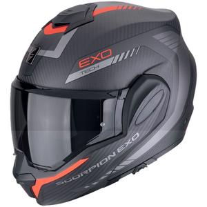 Сгъваема мотоциклетна каска Scorpion EXO-TECH EVO CARBON COSY матово черно-червена - II. качество
