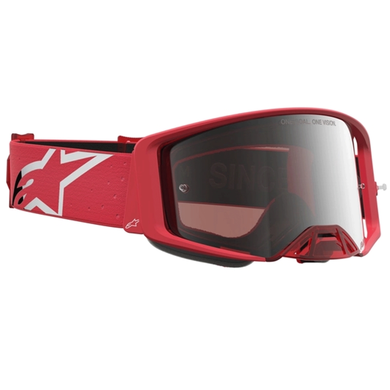 Мотокрос очила Alpinestars Supertech Vesta, флуоресцентно червено-хром