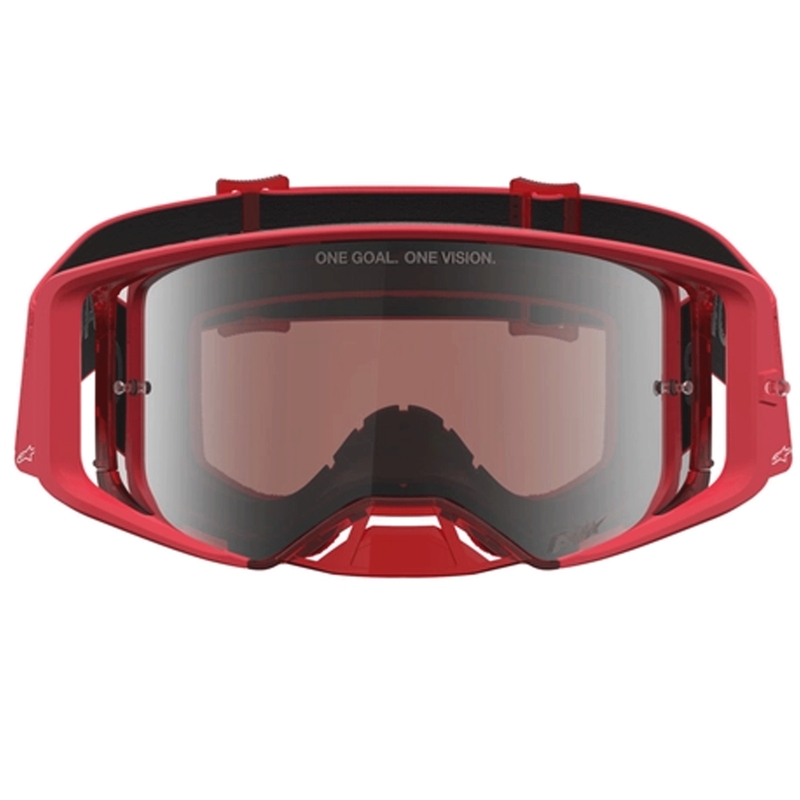 Мотокрос очила Alpinestars Supertech Vesta, флуоресцентно червено-хром
