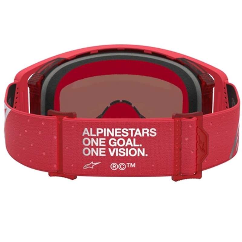 Мотокрос очила Alpinestars Supertech Vesta, флуоресцентно червено-хром