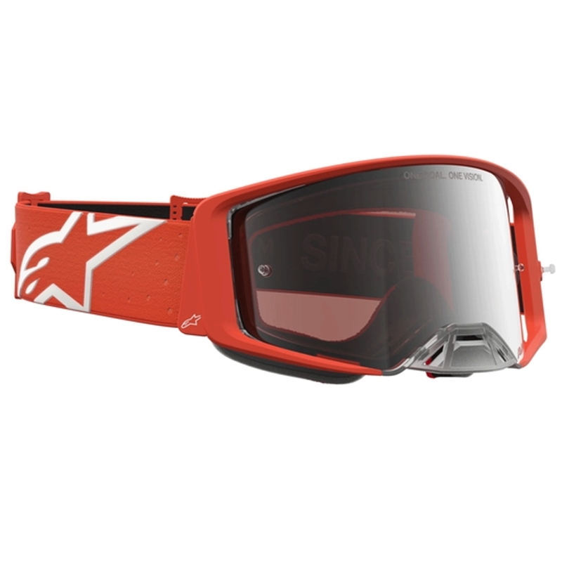 Очила за мотокрос Alpinestars Supertech Vesta в оранжево-сребрист цвят