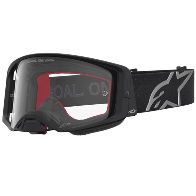 Мотокрос очила Alpinestars Supertech Vesta, черно-сребристи с прозрачен плексиглас