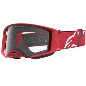 Мотокрос очила Alpinestars Supertech Vesta fluo червено-хром (прозрачен плексиглас)