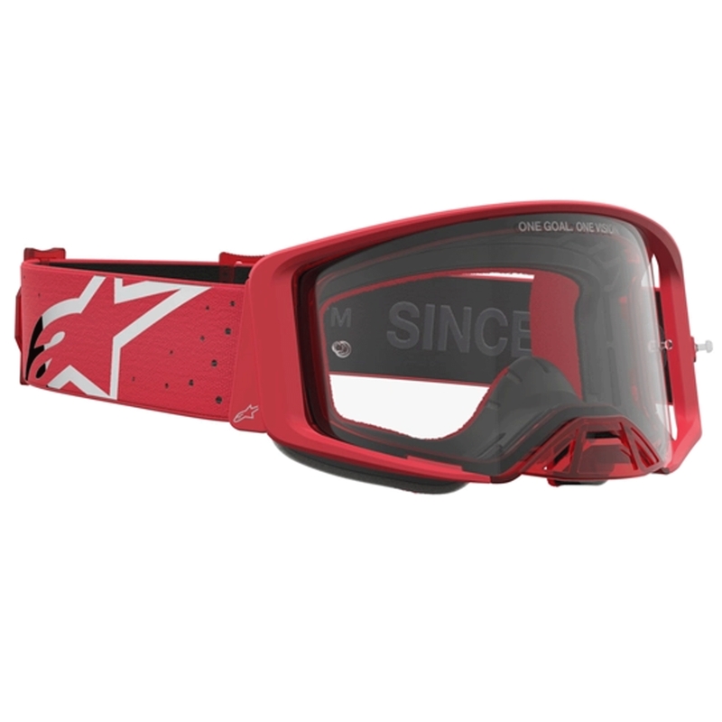 Мотокрос очила Alpinestars Supertech Vesta fluo червено-хром (прозрачен плексиглас)