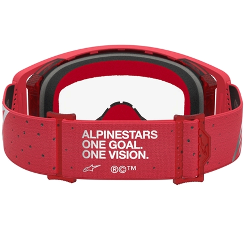 Мотокрос очила Alpinestars Supertech Vesta fluo червено-хром (прозрачен плексиглас)