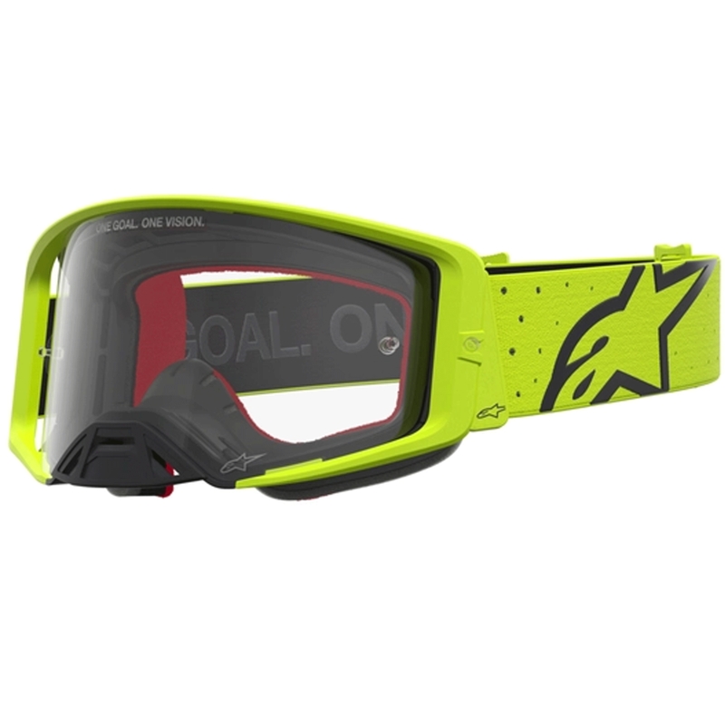 Мотокрос очила Alpinestars Supertech Vesta fluo жълто-черни (прозрачен плексиглас)