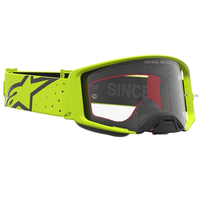 Мотокрос очила Alpinestars Supertech Vesta fluo жълто-черни (прозрачен плексиглас)
