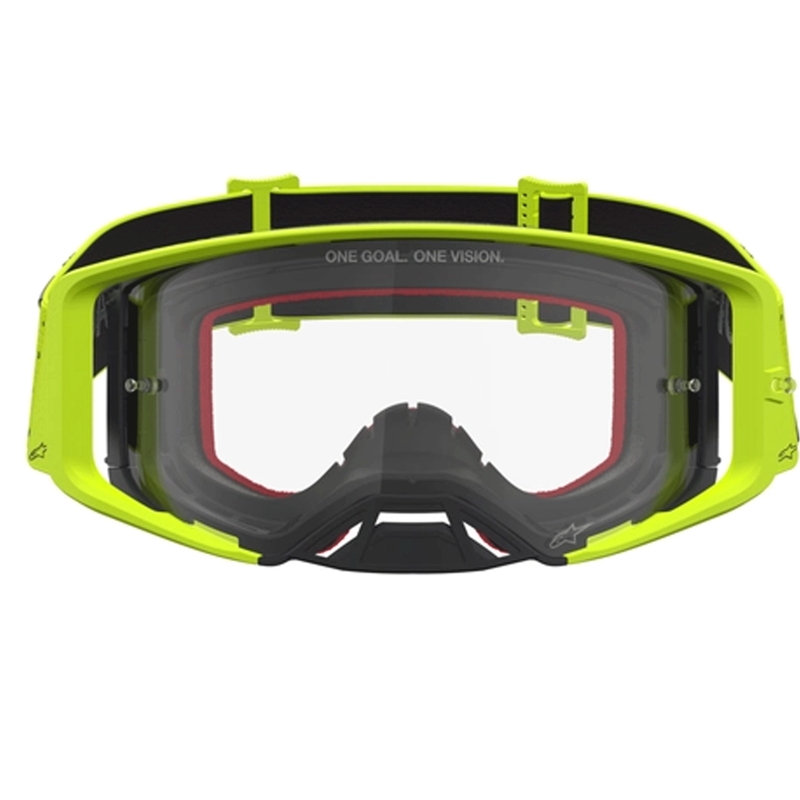 Мотокрос очила Alpinestars Supertech Vesta fluo жълто-черни (прозрачен плексиглас)
