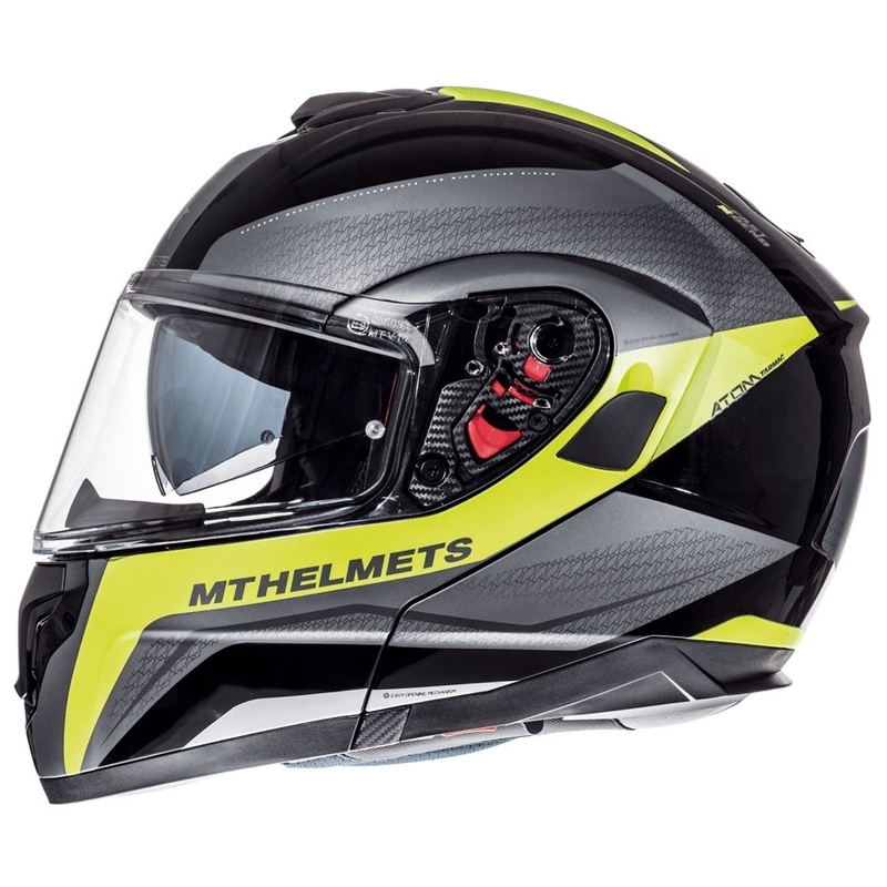 Vyklápěcí přilba na motorku MT Atom Tarmac černá matná-fluo žlutá - II. jakost