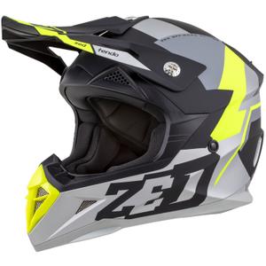 Детска каска за мотокрос ZED X1.9D TENDO матово черно-тъмно сиво-светло сиво-флуо жълто - II. качество