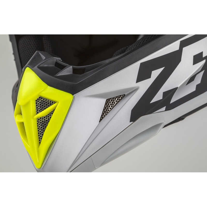 Детска каска за мотокрос ZED X1.9D TENDO матово черно-тъмно сиво-светло сиво-флуо жълто - II. качество