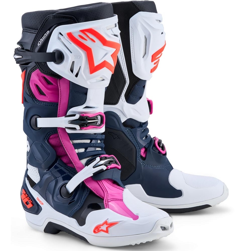 Мотокрос ботуши Alpinestars TECH 10 Supervented, тъмносиньо-бяло-черно-лилаво