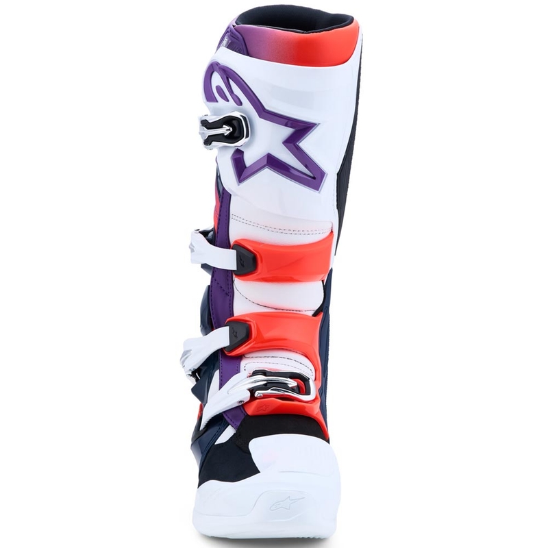 Мотокрос ботуши Alpinestars TECH 7, лилаво-бяло-тъмносиньо-флуоресцентно червено