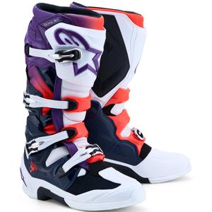 Мотокрос ботуши Alpinestars TECH 7, лилаво-бяло-тъмносиньо-флуоресцентно червено
