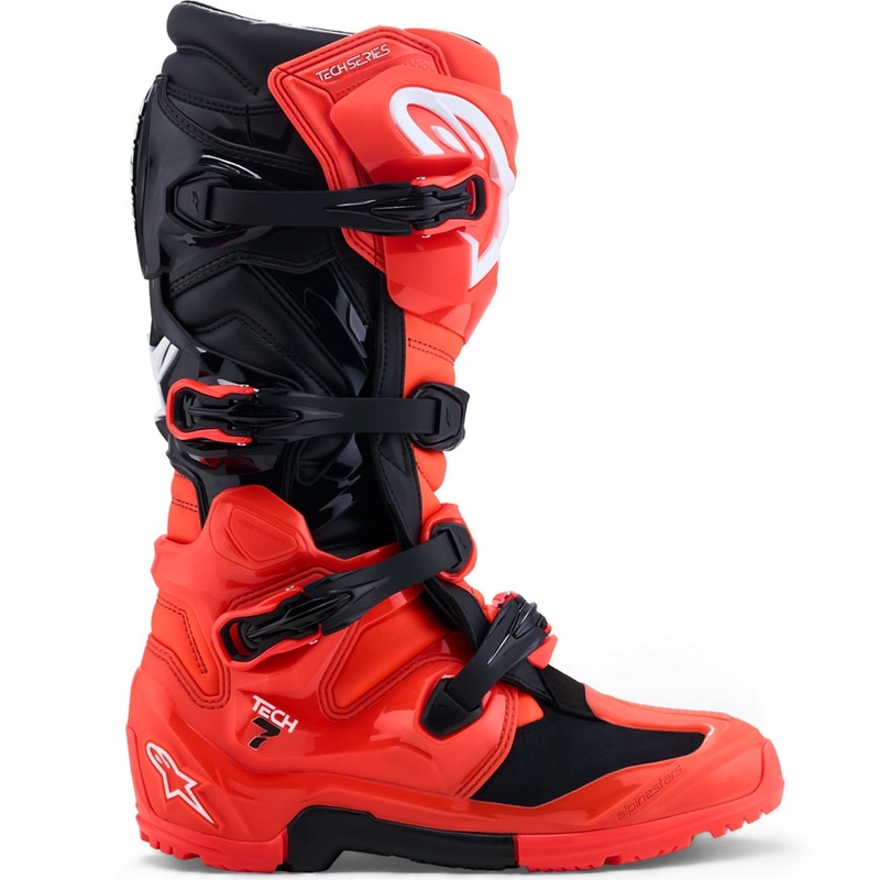 Мотоциклетни ботуши Alpinestars TECH 7 Enduro, флуоресцентно червено-черно