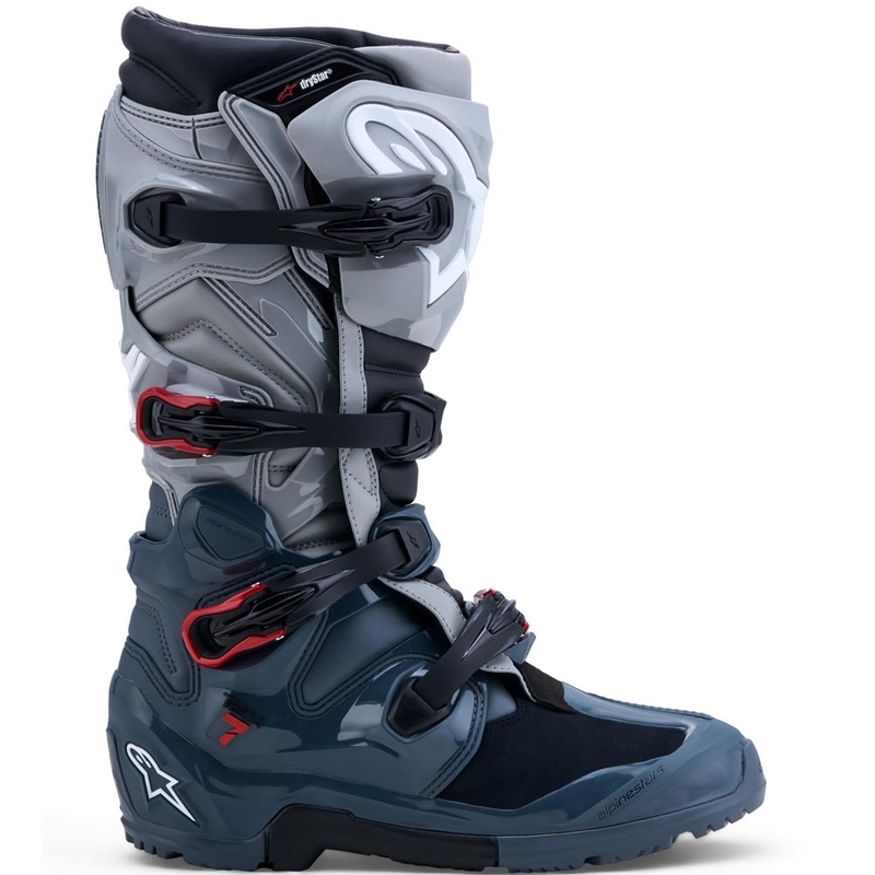 Мотоциклетни ботуши Alpinestars TECH 7 Enduro Drystar, тъмносиви-светлосиви-червени