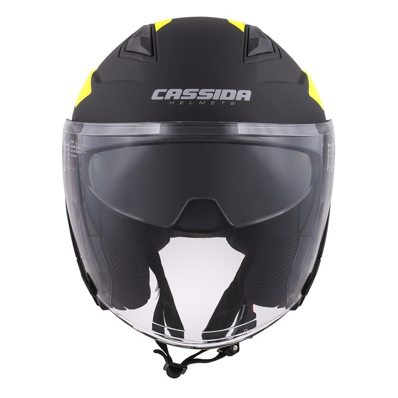 Otevřená přilba na motorku Cassida Jet Tech Corso černo-fluo žlutá