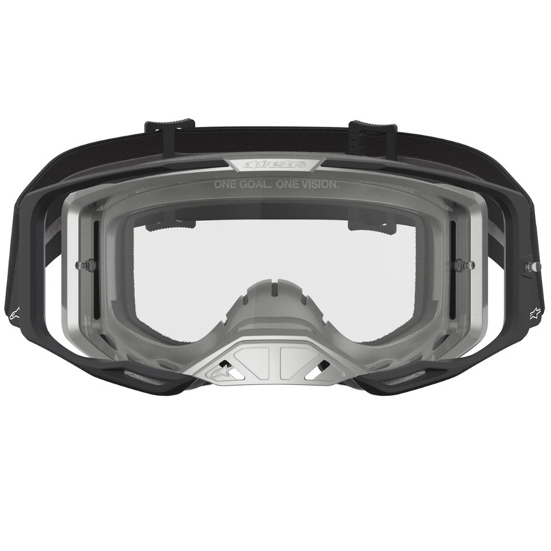 Мотокрос очила Alpinestars Vision 8 Amber, черно-сребристи с прозрачен плексиглас
