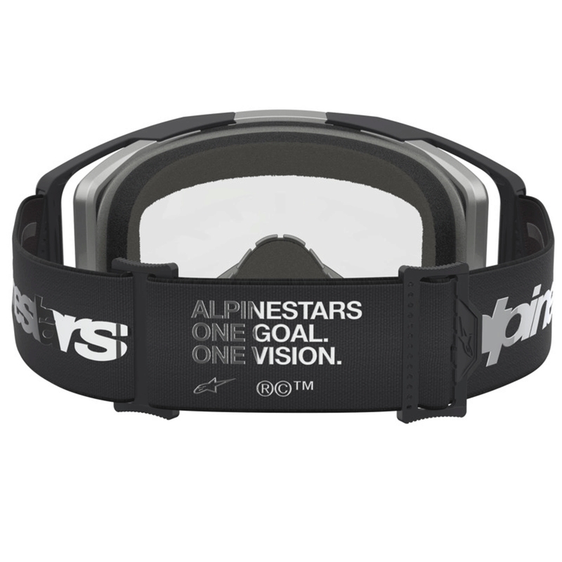 Мотокрос очила Alpinestars Vision 8 Amber, черно-сребристи с прозрачен плексиглас