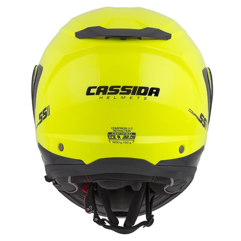 Каска за мотоциклет Cassida Compress 2.0 Refraction черно-флуо-жълта