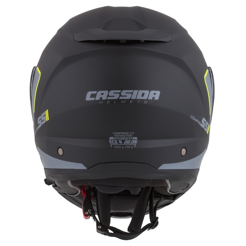 Каска за мотоциклет Cassida Compress 2.0 Refraction черно-сиво-синьо-жълта разпродажба