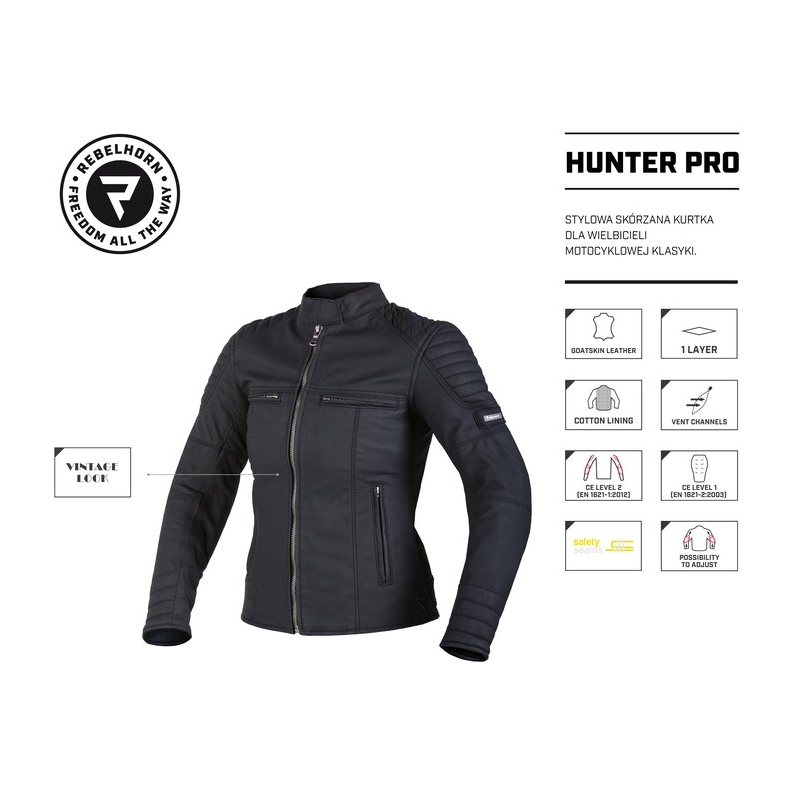 Мотоциклетното яке на жените Rebelhorn Hunter Pro Black разпродажба