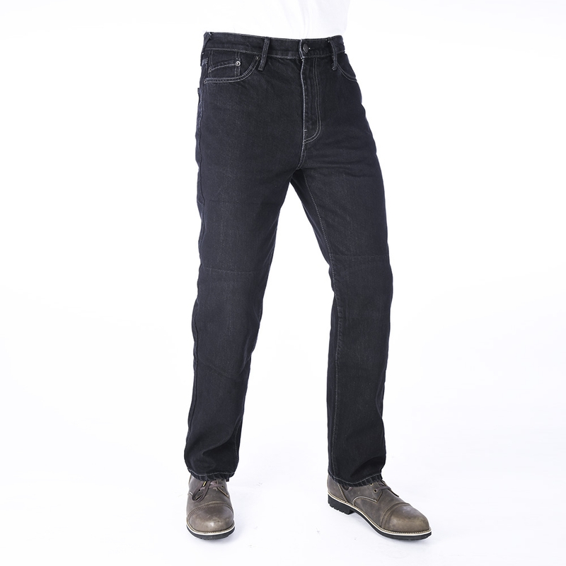 Zkrácené jeansy na motorku Oxford Original Approved Jeans černé