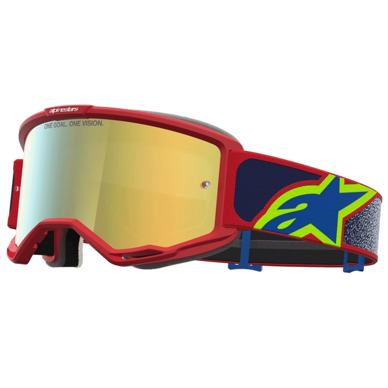 Мотокрос очила Alpinestars Vision 5 Drag червено-синьо-флуоресцентно жълто