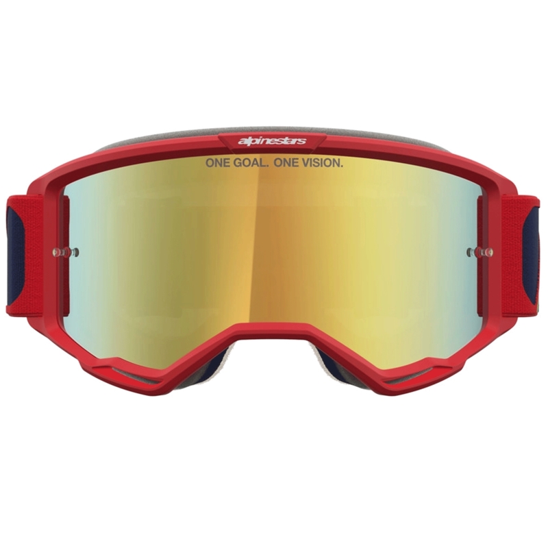 Мотокрос очила Alpinestars Vision 5 Drag червено-синьо-флуоресцентно жълто