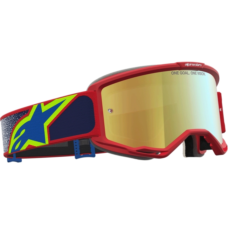 Мотокрос очила Alpinestars Vision 5 Drag червено-синьо-флуоресцентно жълто