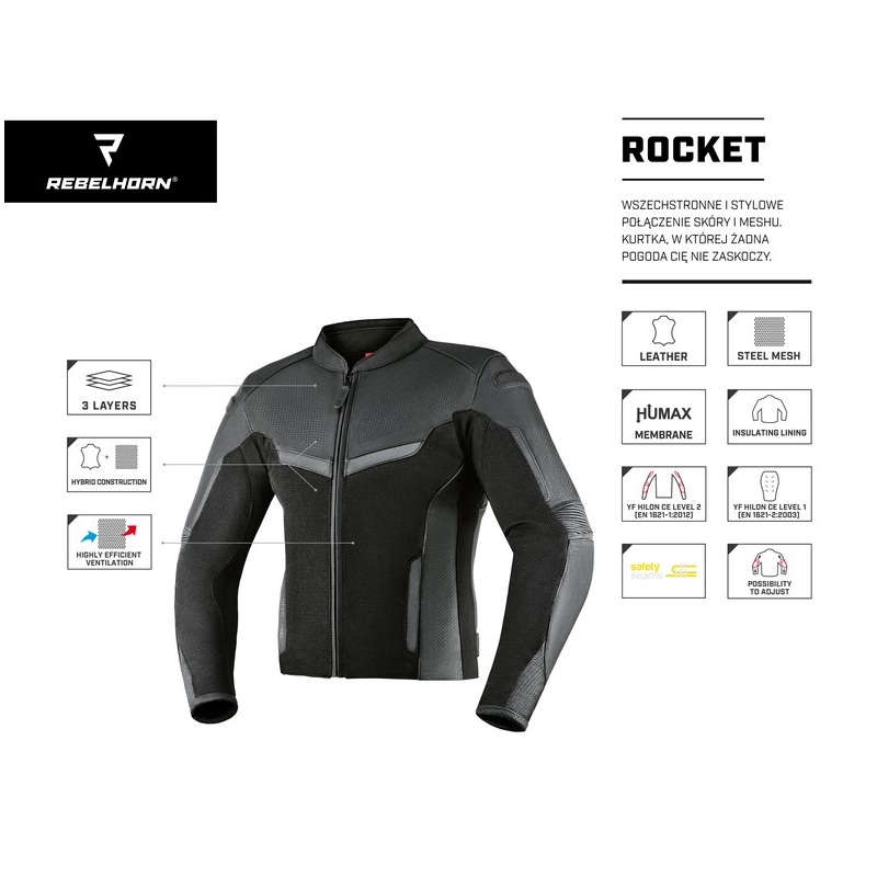 Bunda na motorku Rebelhorn Rocket černá výprodej