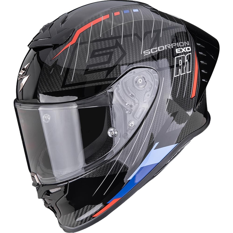 Scorpion EXO-R1 EVO II Air Surge каска за мотоциклет с пълно лице, черно-синьо-червено