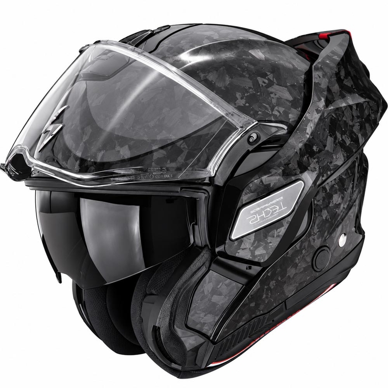 Мото каска Scorpion EXO-TECH II Onyx Carbon, сгъваема, черна