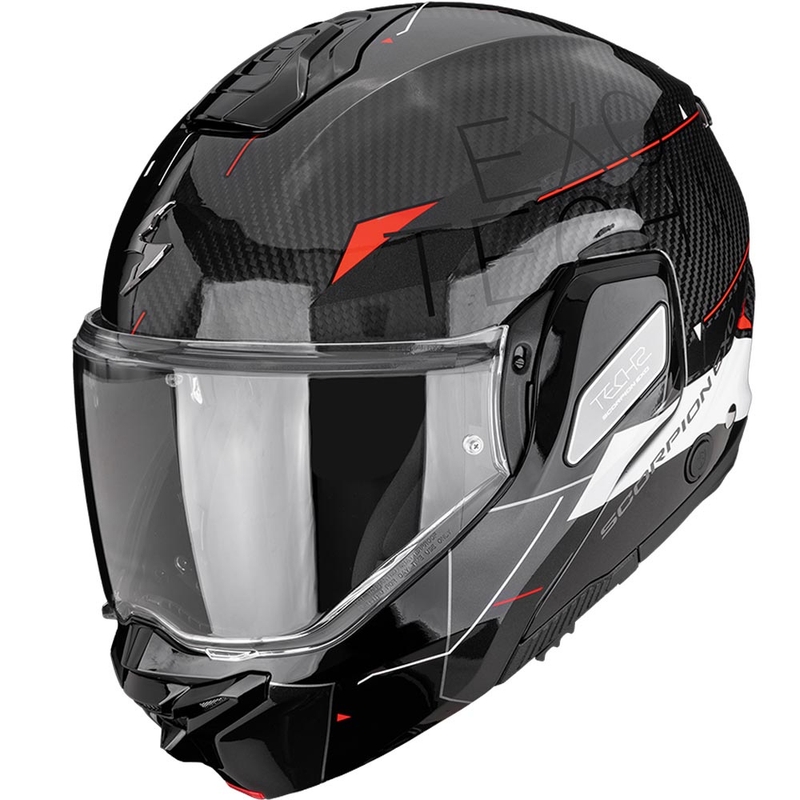 Scorpion EXO-TECH II Carbon Viator каска за мотоциклет, черно-бяло-червено