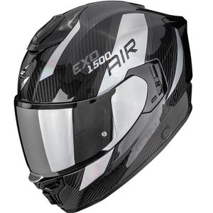 Scorpion EXO-1500 Carbon Air Platted Мотоциклетна каска с пълно лице, черно-сребриста