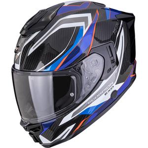 Scorpion EXO-1500 Carbon Air Hydro каска за мотоциклет с пълно лице, черно-бяло-синьо