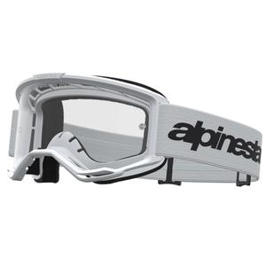 Мотокрос очила Alpinestars Vision 3 Wordmark, бяло-черни с прозрачен плексиглас