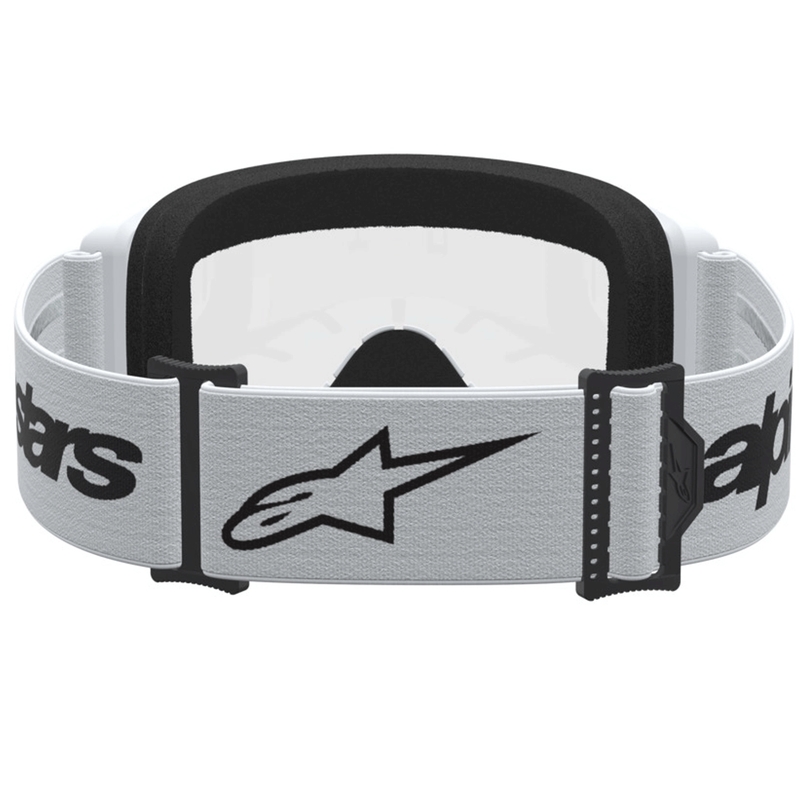 Мотокрос очила Alpinestars Vision 3 Wordmark, бяло-черни с прозрачен плексиглас