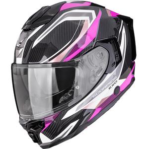 Scorpion EXO-1500 Carbon Air Hydro каска за мотоциклет с пълно лице, черно-бяло-розово