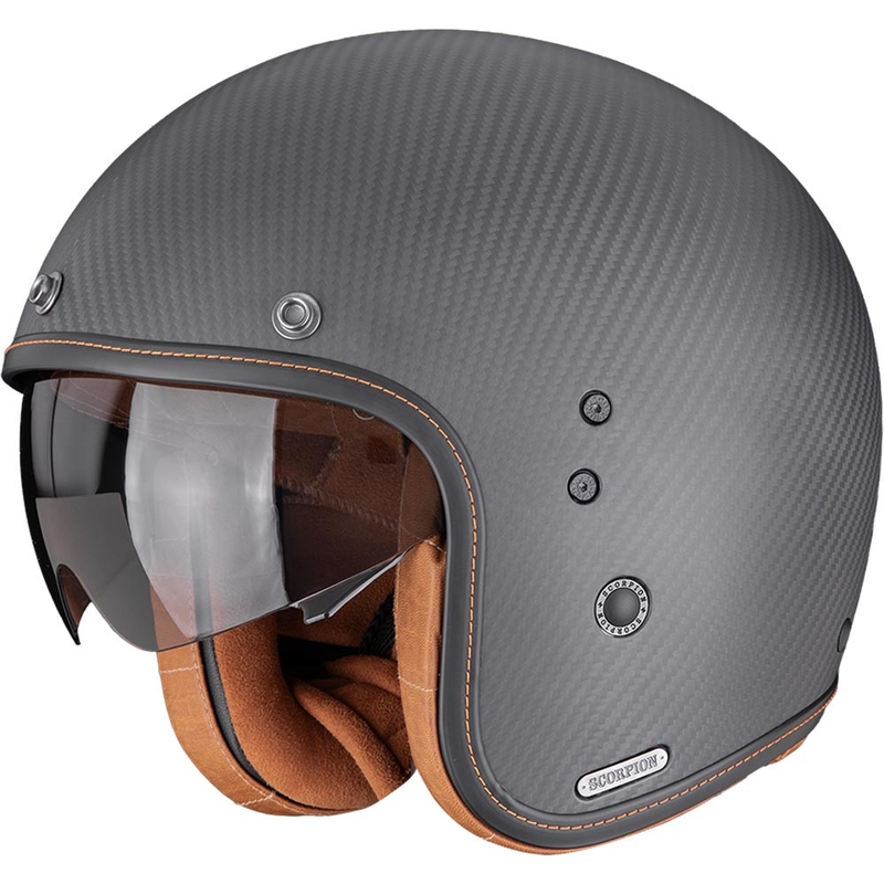 Мотоциклетна каска Scorpion Belfast II Carbon Solid с отворено лице, матово черна