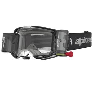 Мотокрос очила Alpinestars Vision 8 Amber Roll-Off Wide Vision, черно-сребристо