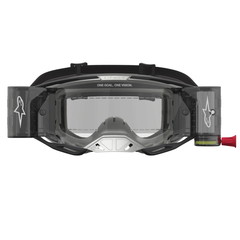 Мотокрос очила Alpinestars Vision 8 Amber Roll-Off Wide Vision, черно-сребристо