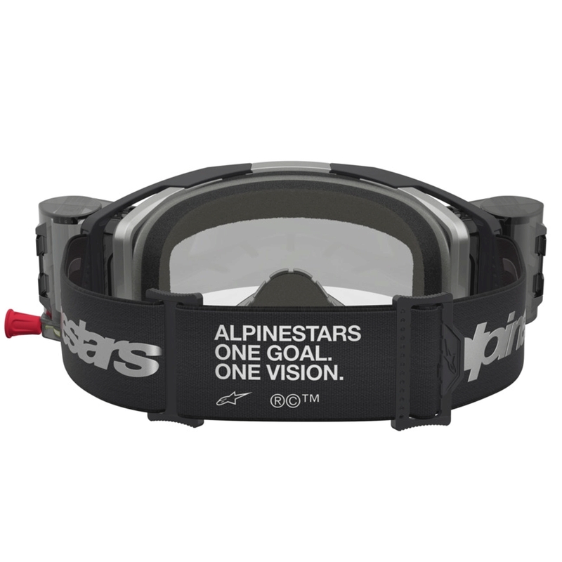 Мотокрос очила Alpinestars Vision 8 Amber Roll-Off Wide Vision, черно-сребристо