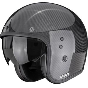 Мотоциклетна каска Scorpion Belfast II Carbon Solid с отворено лице, черна