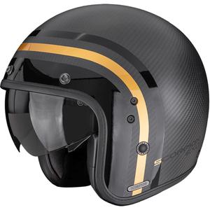 Мотоциклетна каска Scorpion Belfast II Carbon Regal с отворена повърхност, матово черно-златна