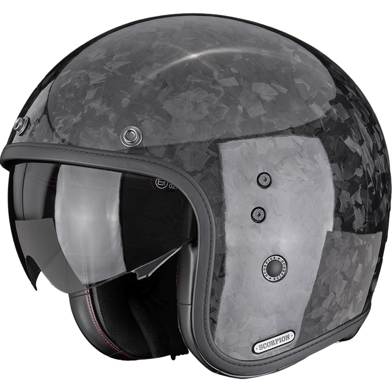 Мотоциклетна каска Scorpion Belfast II Carbon Onyx с отворено лице, черна
