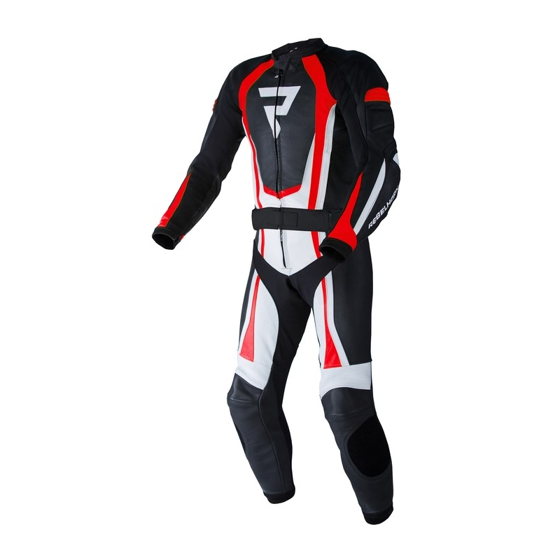 Rebelhorn Piston II PRO черен-бял-флуо червен мотоциклетен комбинезон разпродажба
