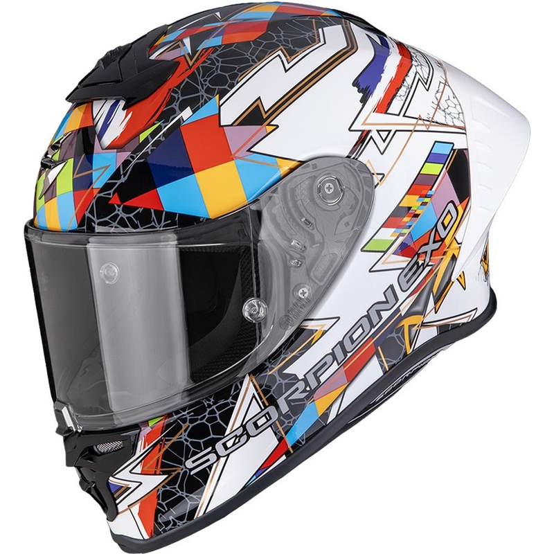 Scorpion EXO-R1 EVO II Air Pouls каска за мотоциклет с пълно лице, бяло-многоцветна